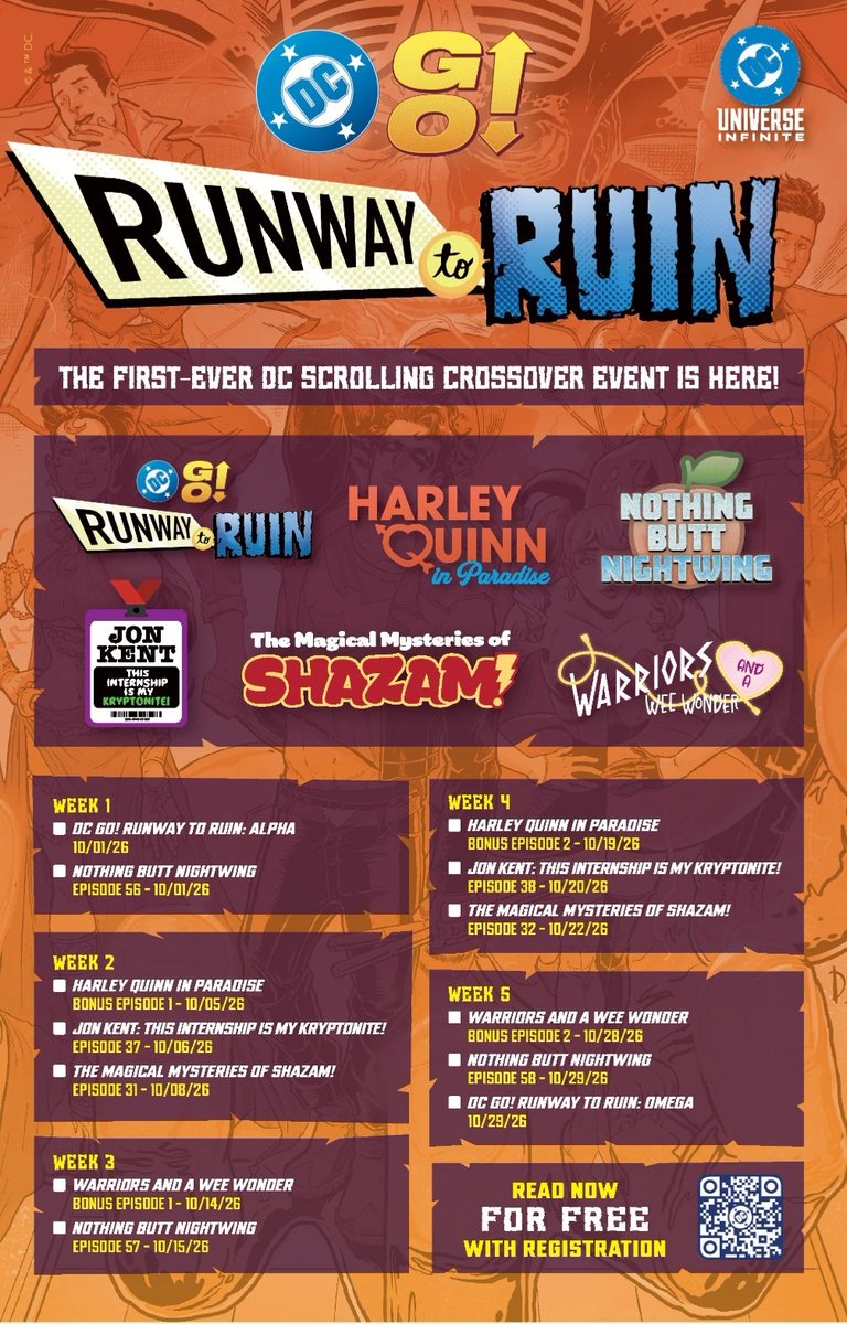 Samcamp_'s tweet photo. Starting October 1st, Jon Kent: This Internship Is My Kryptonite, alongside all the other DC Go! titles, will strut down the Runway To Ruin event! For more info, read here! 

https://t.co/wF3oQ2OFBS https://t.co/YPFrelZcx0