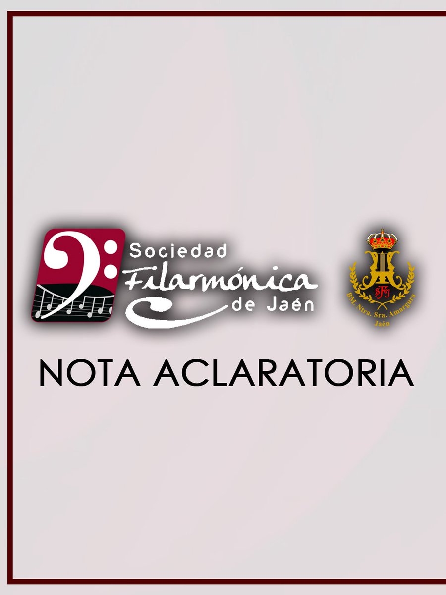 filarmonicajaen's tweet photo. 📲 Nota aclaratoria acerca de nuestra participación en la salida extraordinaria del Santísimo Cristo de la Buena Muerte de Jaén.
✍️ Junta Directiva
#SuenaLaFilarmonica
#SFJ
#BMNSA https://t.co/jf3blITuGR