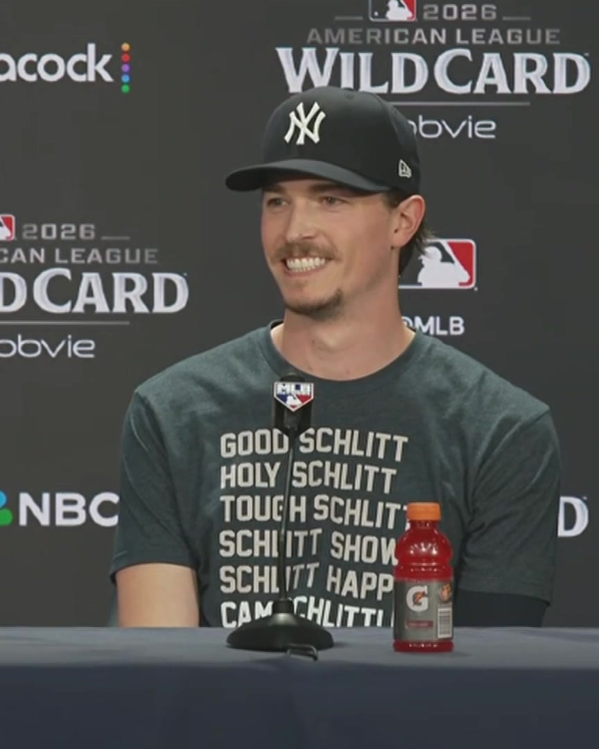 snyyankees's tweet photo. Max Fried is wearing his Cam Schlittler shirt for his press conference today https://t.co/TLG5RqHu62