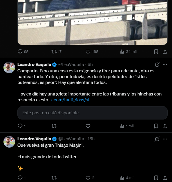 Thiago69203290's tweet photo. @LeaVaquila Ahora te entiendo Lea, si hablas de los nenes de River Twitter, te da visitas y comes algo, si hablas de cualquier cosa que no sea ellos, no te registra nadie. Fijate que sacaron un nuevo camperon Lea https://t.co/tR9mNtYmZn
