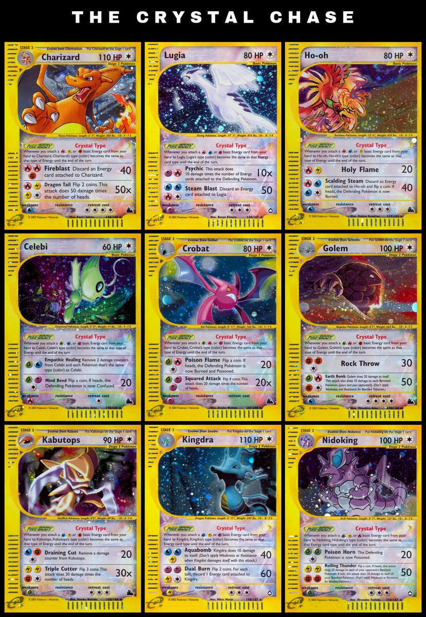 PokeTriggz's tweet photo. Before SIRs, there were Crystals. ✨
All nine Crystal Pokémon ever printed — the complete e-Series secret-rare run.
If you could only chase ONE, which one? https://t.co/1IgFuMzAsx