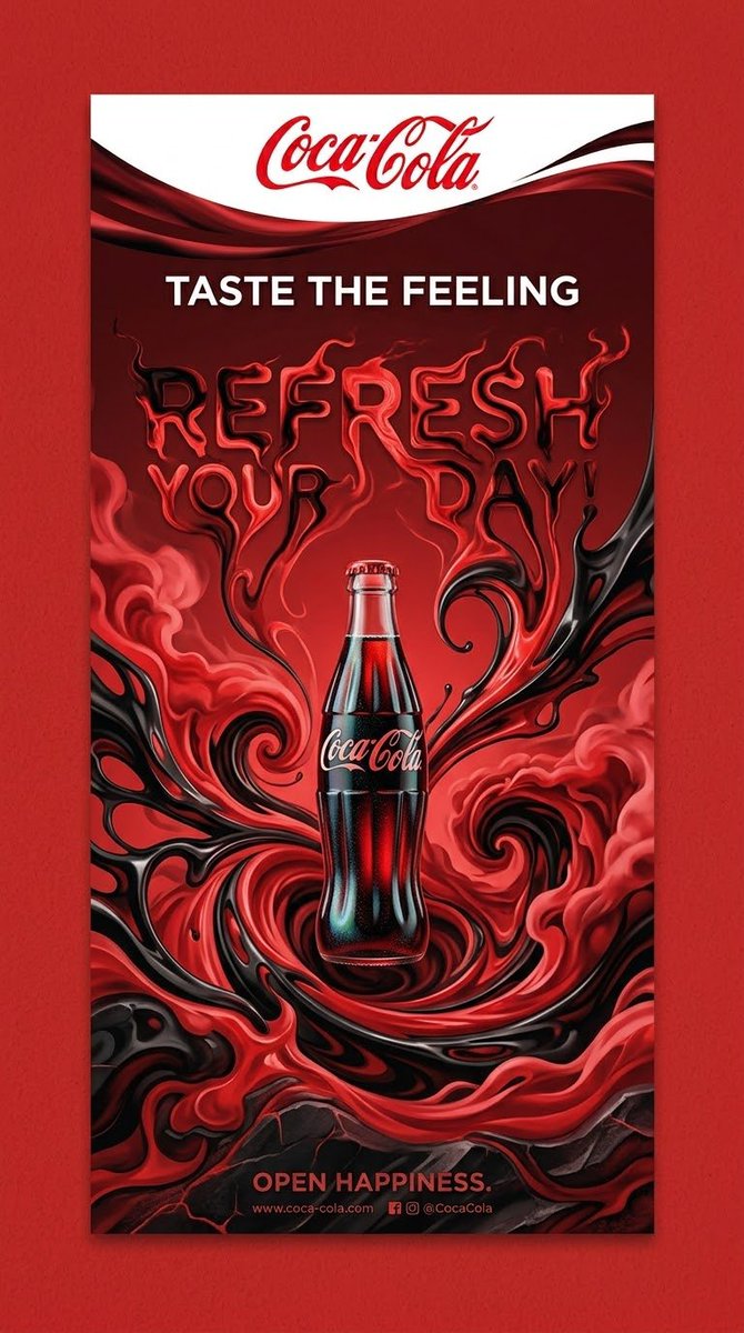 Samuel_styx's tweet photo. If Coca-Cola gave me the brief, this is one direction I’d explore. 🥤🔥
#GraphicDesign #CocaCola #DesignConcept #PosterDesign #AdvertisingDesign #VisualDesign #GraphicDesigner #CreativeDesign @CocaCola https://t.co/USMGuFcX05