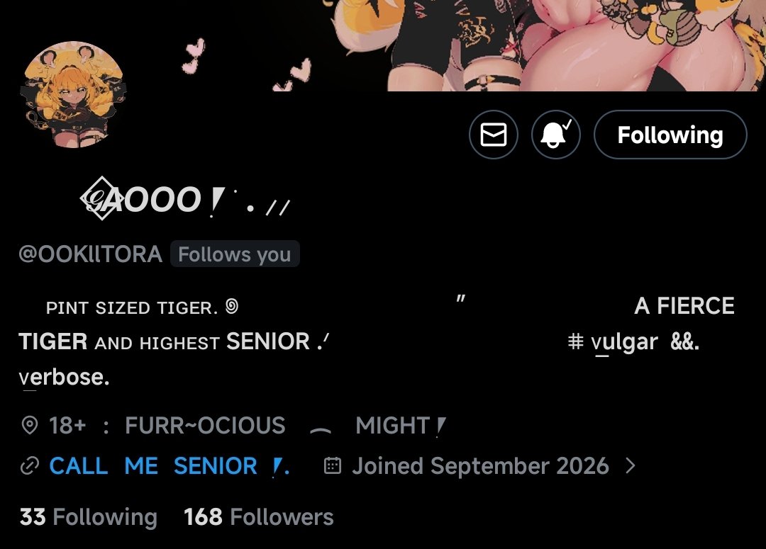 FR0ZENSHARK's tweet photo. ⠀
​     𝓶e.⠀i    have    𝓣𝐈𝐆𝐄𝐑𝐃𝐀𝐃𝐃𝐘's
​     notifications on.⠀😊
⠀ https://t.co/pMv4BGI10Y