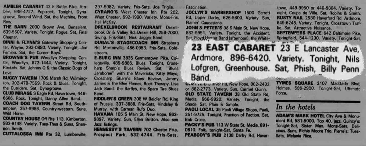 shapsio's tweet photo. 9/29 #phish #TIPH: 23east cabaret90, agora ballroom91, @Greek_Theatre 95, pyramid99, @ThomasAndMack 1 (w/KR)00, mike @BlindPigAA 09, mike @WestcottTheater 17, trey @AtlantaSymphony 17, trey (w/fish) pit21, tedeschi-trucks band w/trey msg23. https://t.co/F5A7ddG5dq