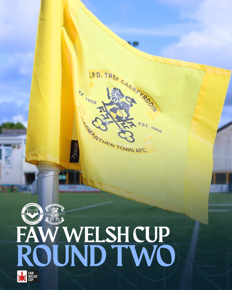 NewportCity_FC's tweet photo. City will travel to Carmarthen Town for Round Two of the FAW Welsh Cup 🏆

Tie to be played on the weekend of the 16th of October 🗓️

#UpTheCity https://t.co/imV2ZsRZ2B