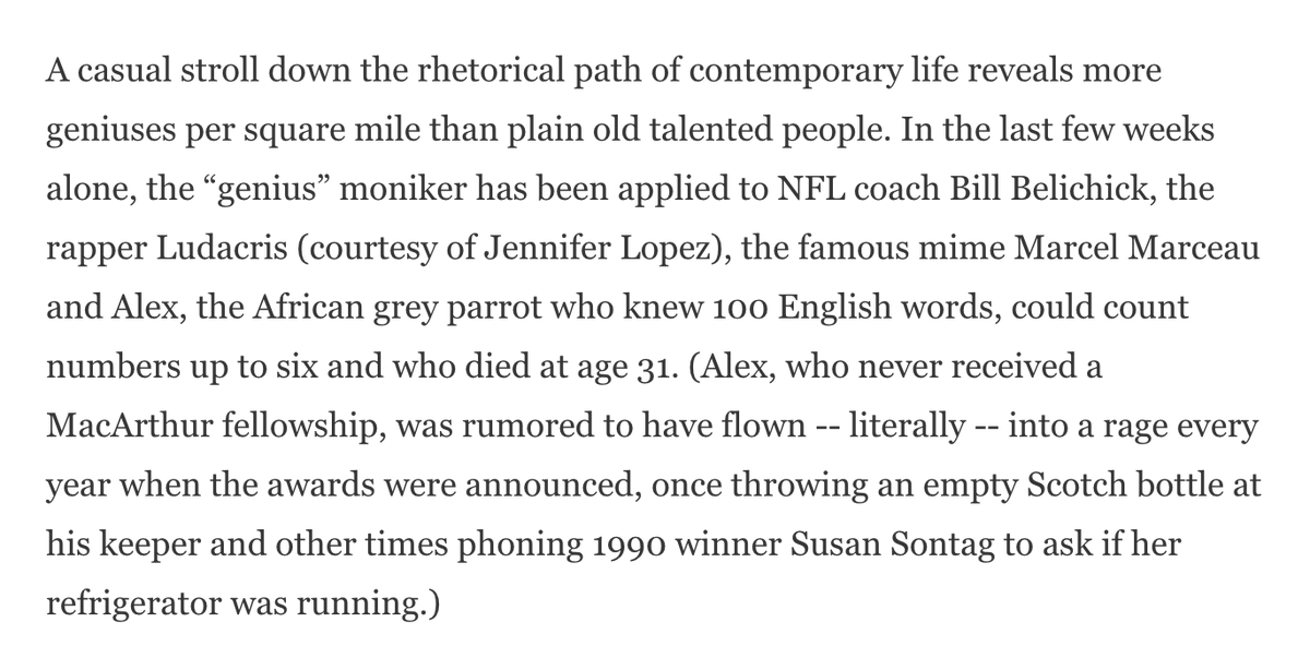 meghan_daum's tweet photo. Congratulations to this year's MacArthur Fellows! In your honor, I repost my 2007 column about geniuses everywhere. 
https://t.co/s8ID4ETWM9 https://t.co/F7TeNnZBel