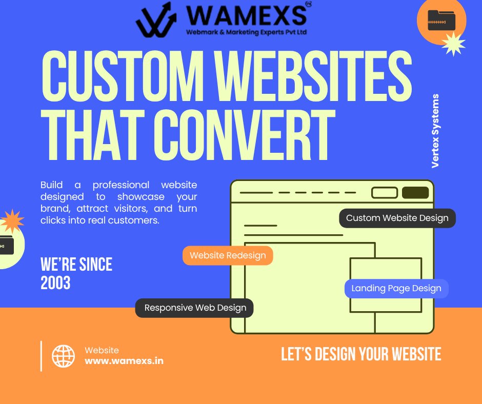 wamexsindia's tweet photo. 🚀 CUSTOM WEBSITES THAT CONVERT!

#CustomWebsite #WebsiteDesign #WebDesign #ResponsiveWebDesign #WebsiteRedesign #LandingPageDesign #WebDevelopment #BusinessWebsite #DigitalMarketing #WebmarkAndMarketingExpertsPvtLtd #MarketingExperts #GrowYourBusiness https://t.co/PaijULgWSh