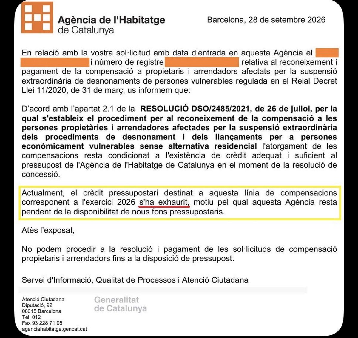 MMabogada's tweet photo. Esto es lo que se encuentran los que, tras años sin poder disfrutar de su vivienda por la suspensión de desahucios, piden una compensación a la Comunidad Autónoma correspondiente. https://t.co/KTVcPqTdrK