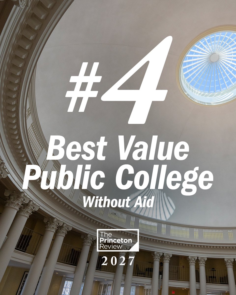 UVA's tweet photo. The University of Virginia is the No. 1 public school for financial aid in the country, according to @ThePrincetonRev’s 2027 Best Value rankings. 👏 

The company also named UVA the No. 2 value of all public colleges and No. 4 among public schools for both career placement and value without aid. https://t.co/ttGm6ysvfx