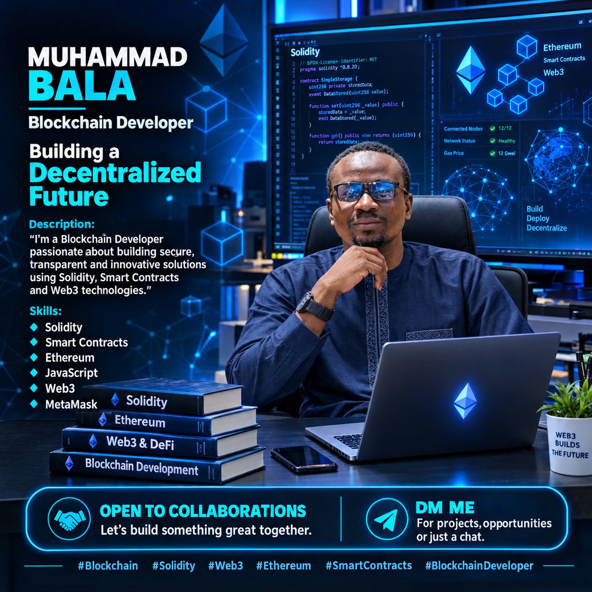MB_TEEECH's tweet photo. I’m a Blockchain Developer passionate about building decentralized applications with Solidity and Smart Contracts.
🔹 Solidity🔹 Smart Contracts🔹 Ethereum
🔹 JavaScript🔹 Web3🔹 MetaMask
#Blockchain #Solidity #Web3 #Ethereum #SmartContracts #BlockchainDeveloper https://t.co/lLESJHQvt3