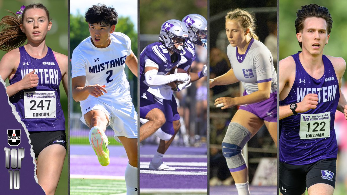WesternMustangs's tweet photo. π The @USPORTSca TOP π list is out, recognizing the top teams across the country.
π Football is # 3οΈβ£
π Women's Rugby is # 5οΈβ£
π½ Men's Cross Country is # 6οΈβ£
β½οΈ Men's Soccer is # 9οΈβ£
π½ Women's Cross Country is # π
Congratulations Mustangs! π
#RunWithUs l #LetsGoMustangs l #PurpleAndProud l