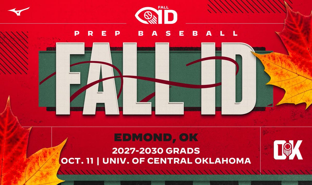 PrepBaseballOK's tweet photo. 𝐎𝐊𝐂 𝐅𝐚𝐥𝐥 𝐈𝐃 🍂 

📆 October 11th
📍 University of Central Oklahoma
🎓 2027-2030 classes
💻 TrackMan/Blast Motion/Vald/Vizual Edge

Register Here ➡️ https://t.co/wuEpril8NX https://t.co/hQT1Z0Z5b9
