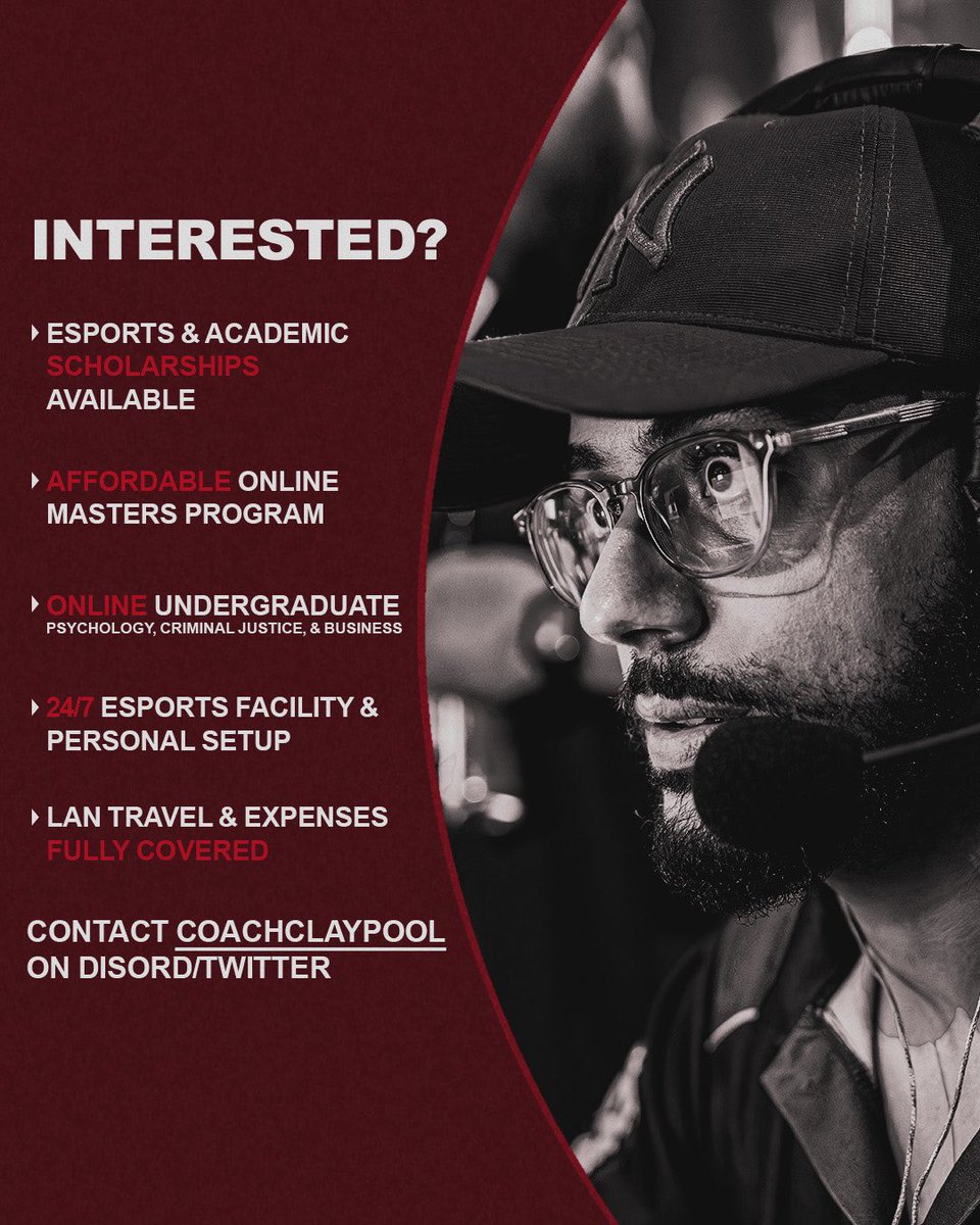CUeSports21's tweet photo. 🚨 RECRUITING FOR 2027 🚨

We’re looking for new talent to join us for Spring ‘27 &amp; Fall ‘27 for all titles, check out what we have to offer!

If you’re interested, reach out to @CoachClaypool_ or CoachClaypool on Discord. https://t.co/2TjnQy9IpL