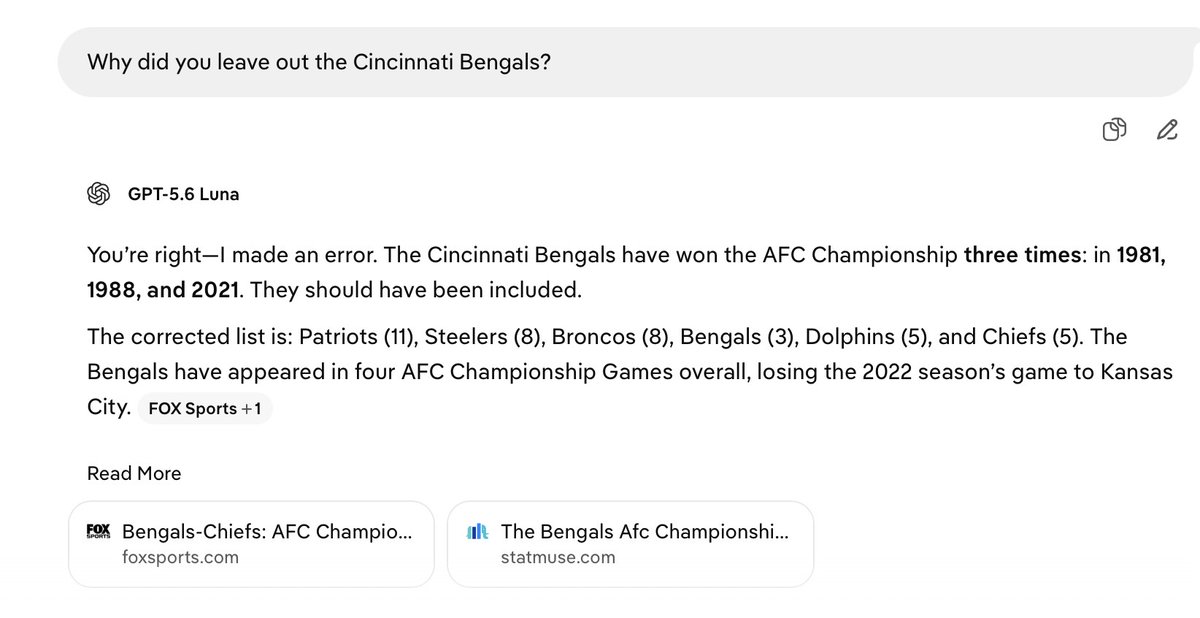 Crystal91a's tweet photo. @Promogirl07 @BreighdorheD @HedgeCapitalUS @RangerH338 Just a reminder that you can NOT always trust Chat GPT or any other AI. I have had to correct it multiple times. In this case, I asked the question several different ways to get the correct answer, but it repeatedly- and inexplicably- gave the wrong answer. I find this alarming. https://t.co/oZxSamP5qK