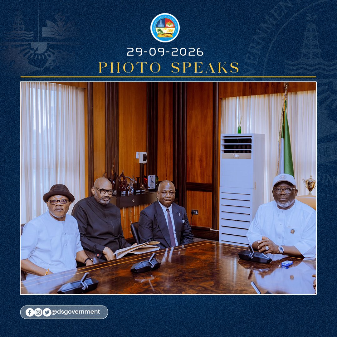 DSGovernment's tweet photo. Governor Sheriff Oborevwori has congratulated Hon. Ator Okolosi on his election and swearing-in as the Member representing Udu State Constituency in the Delta State House of Assembly.

Receiving the new lawmaker at Government House, Asaba, alongside the Speaker of the House, Rt. Hon. Emomotimi Guwor, and other Udu leaders, the Governor commended the people of Udu for their confidence in the democratic process.

Governor Oborevwori charged Hon. Okolosi to justify the trust reposed in him through effective representation, quality service and a steadfast commitment to the development and wellbeing of his constituents throughout the remainder of the tenure.

In his response, Hon. Okolosi expressed appreciation to the Governor, the Speaker, party leaders and other stakeholders for their support towards his successful election and swearing-in.