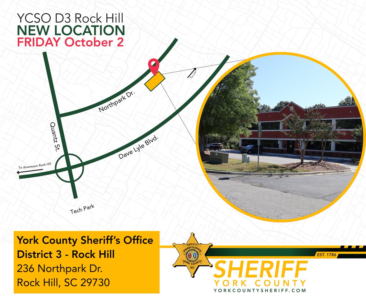 YCSO_SC's tweet photo. UPDATE: Due to unforeseen circumstances beyond our control, the public opening of the new District 3 office has been postponed until this Friday, October 2. 
The office will not be open for business tomorrow as planned.
We apologize for the inconvenience. 
#YCSONews https://t.co/y50ifyPoHZ