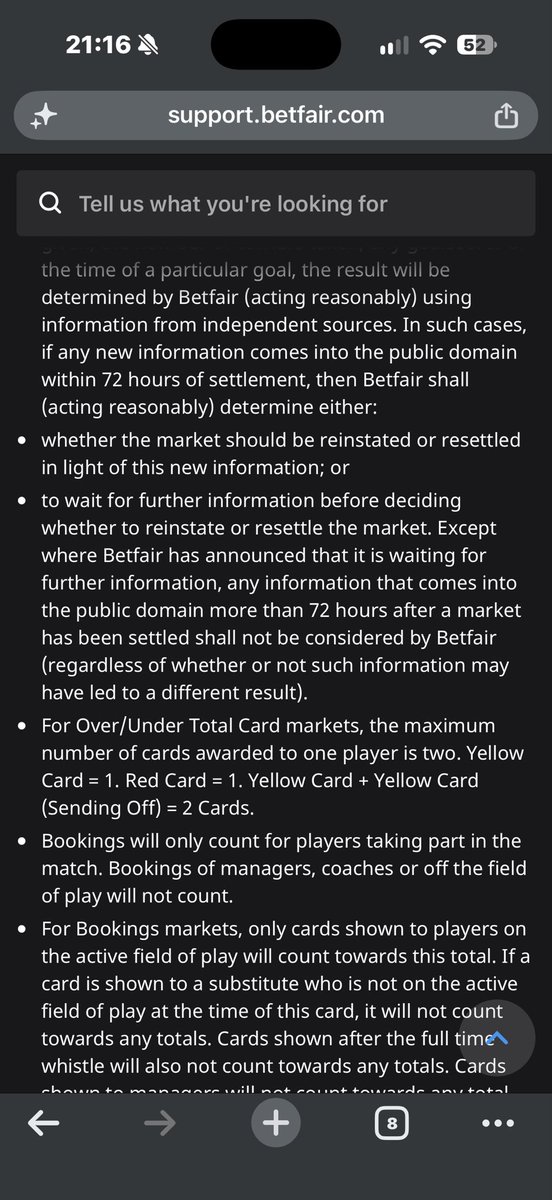 mc8523's tweet photo. @AnthonyM35171 @BadManBetting @Nutton Betfair doesn’t do red cards as 2 mate https://t.co/qt7bC4TxGs
