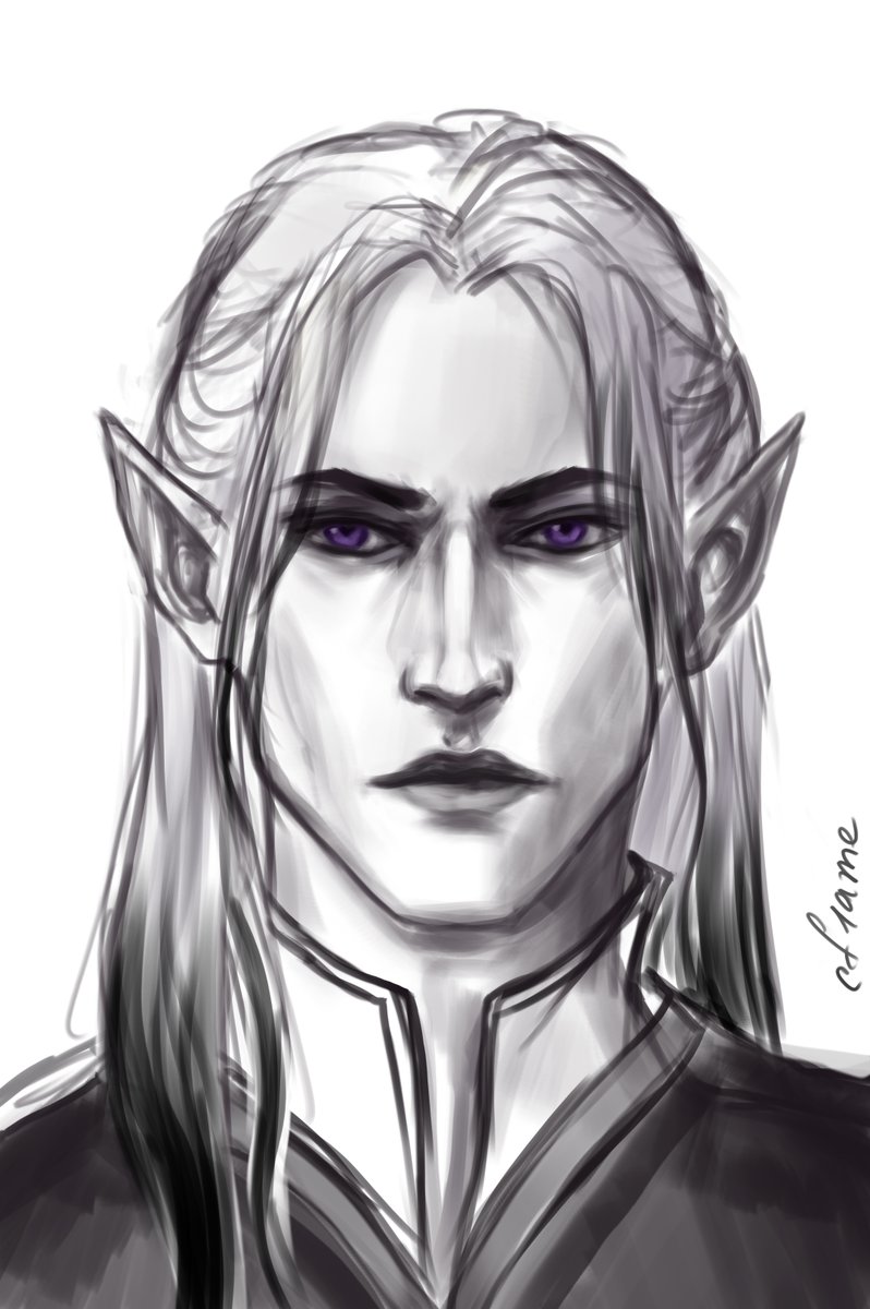 csf1ame's tweet photo. Siamannon "Sion" Rais   
I sketched my OC. At first, I drew him with long ears, but then my friend was like, “Well, he’s not an elf—why are his ears so long?”  I like both versions, so.. yeah, "he’s my brother from another mother". :D
#OC #sketch #fantasy https://t.co/QbVApB7Zkd