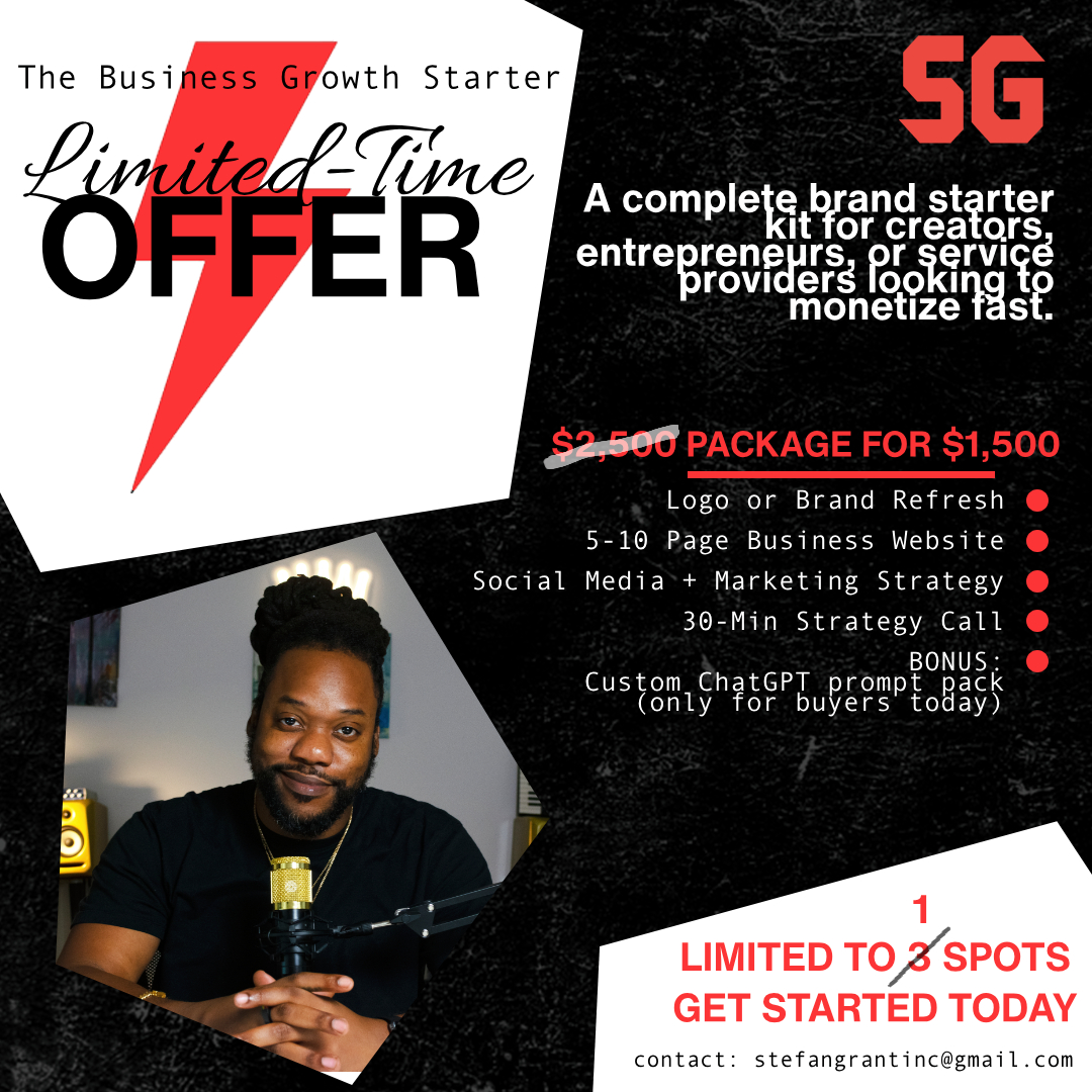 STEFisDOPE's tweet photo. 1 spot left. 

Website + branding + marketing strategy + customer journey for $1,500. 

DM "GROWTH." https://t.co/QbOGbKz3h5