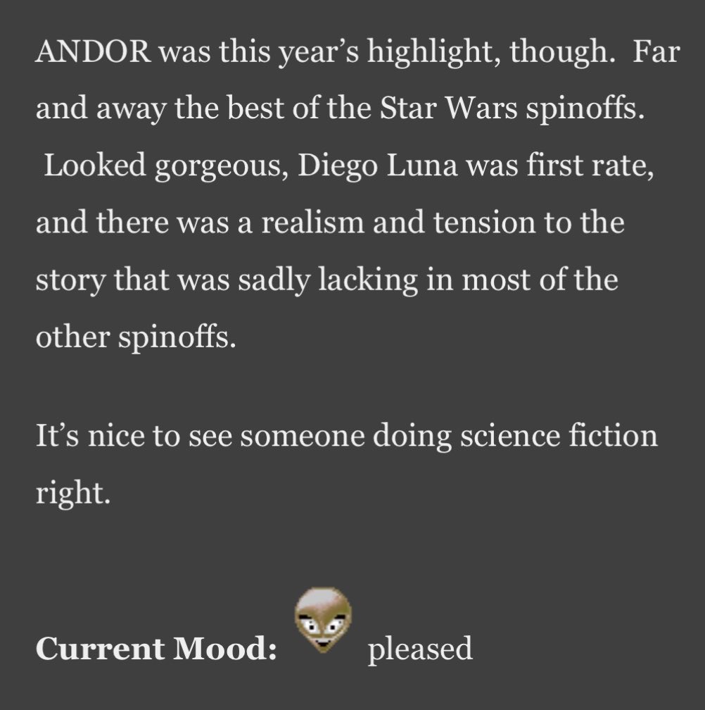 broken_sonnets's tweet photo. With Beau Willimon writing GOT’s Aegon’s Conquest, here’s what George R.R. Martin says about Andor on his page last year (July 2025) https://t.co/Fl9yFUA1bP