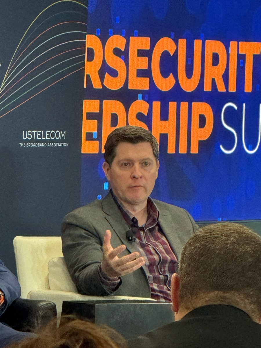 USTelecom's tweet photo. At our Cybersecurity Leadership Summit, communications providers joined together to chat threats, challenges and what it takes to keep networks secure. Thanks to @ONCD Sean Cairncross &amp; experts from @ATTPublicPolicy, @TMobile, @lumentechco &amp; @Verizon! https://t.co/26RvjRaJgY