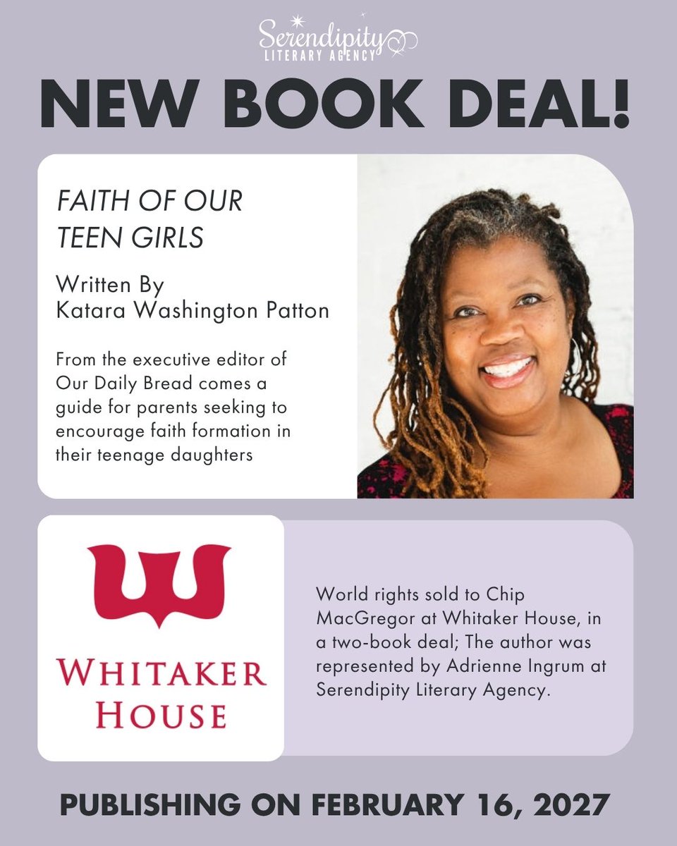 serendipitylit's tweet photo. Congratulations to #SerendipityLit author and executive editor of Our Daily Bread Publishing, Katara Washington Patton, on her recent book deal with @whitakerhouse! https://t.co/G4KMcaEu3I