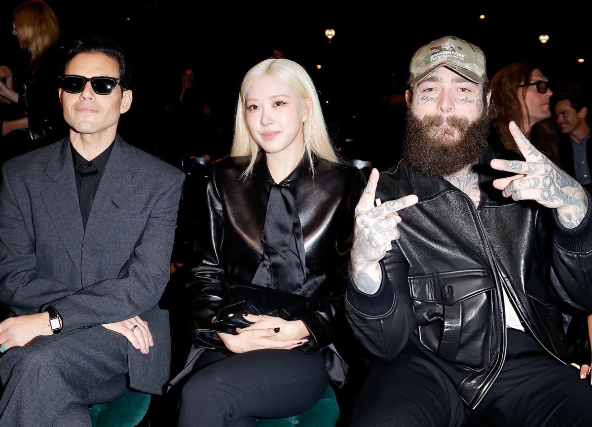 rosespics's tweet photo. rosé with rami malek and post malone https://t.co/KVxhEcp1by