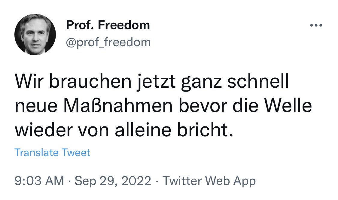 Tom_Bayou's tweet photo. "Wir brauchen jetzt ganz schnell neue Maßnahmen bevor die Welle wieder von alleine bricht."

29.09.2022 #RichtigErinnern https://t.co/MQruASdK9g