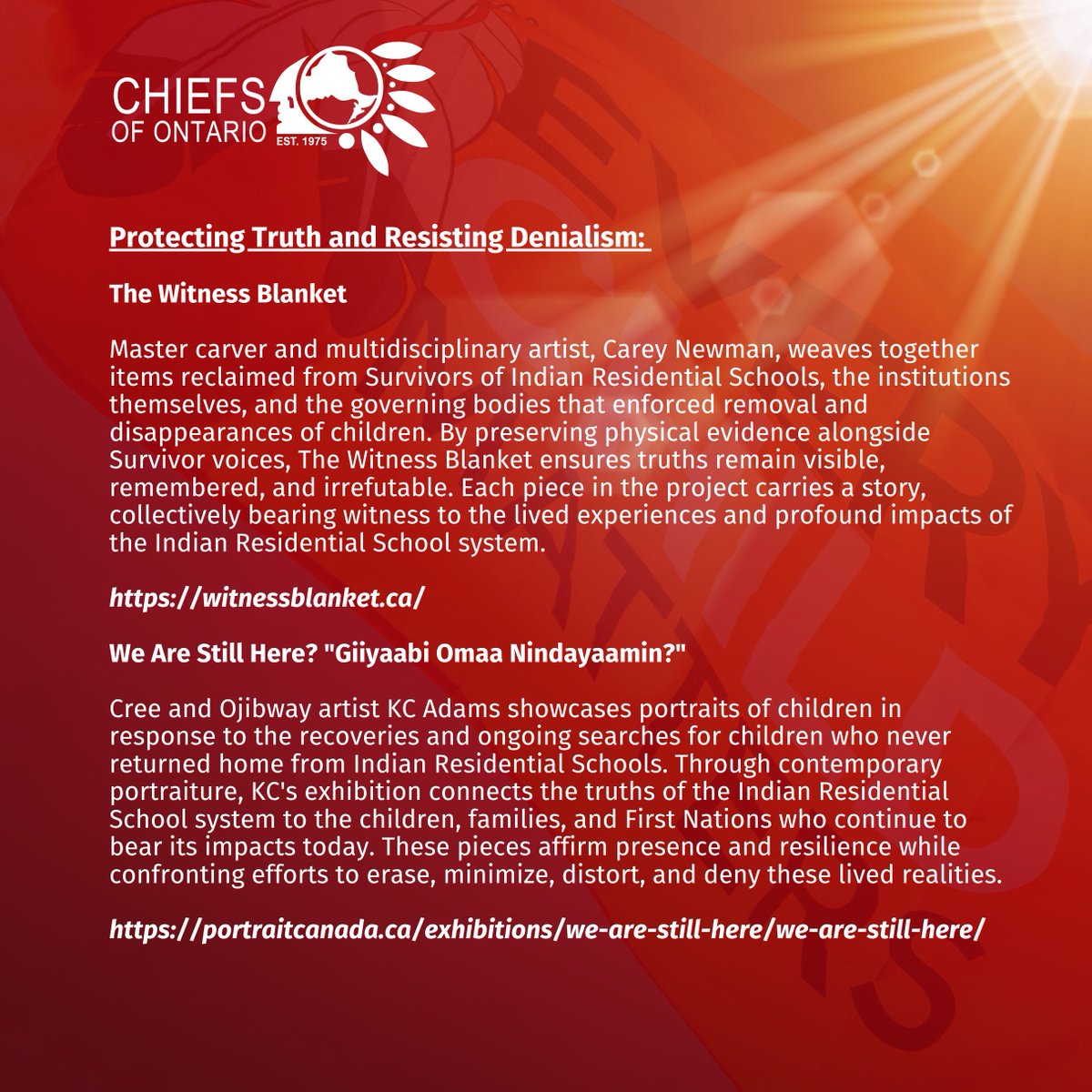ChiefsofOntario's tweet photo. On September 30, Chiefs of Ontario will mark the National Day for Truth and Reconciliation and Orange Shirt Day alongside communities across Canada.

This is a time to honour Indian Residential School Survivors, the children who never returned home, their families, and all those https://t.co/G8m08I1ypf