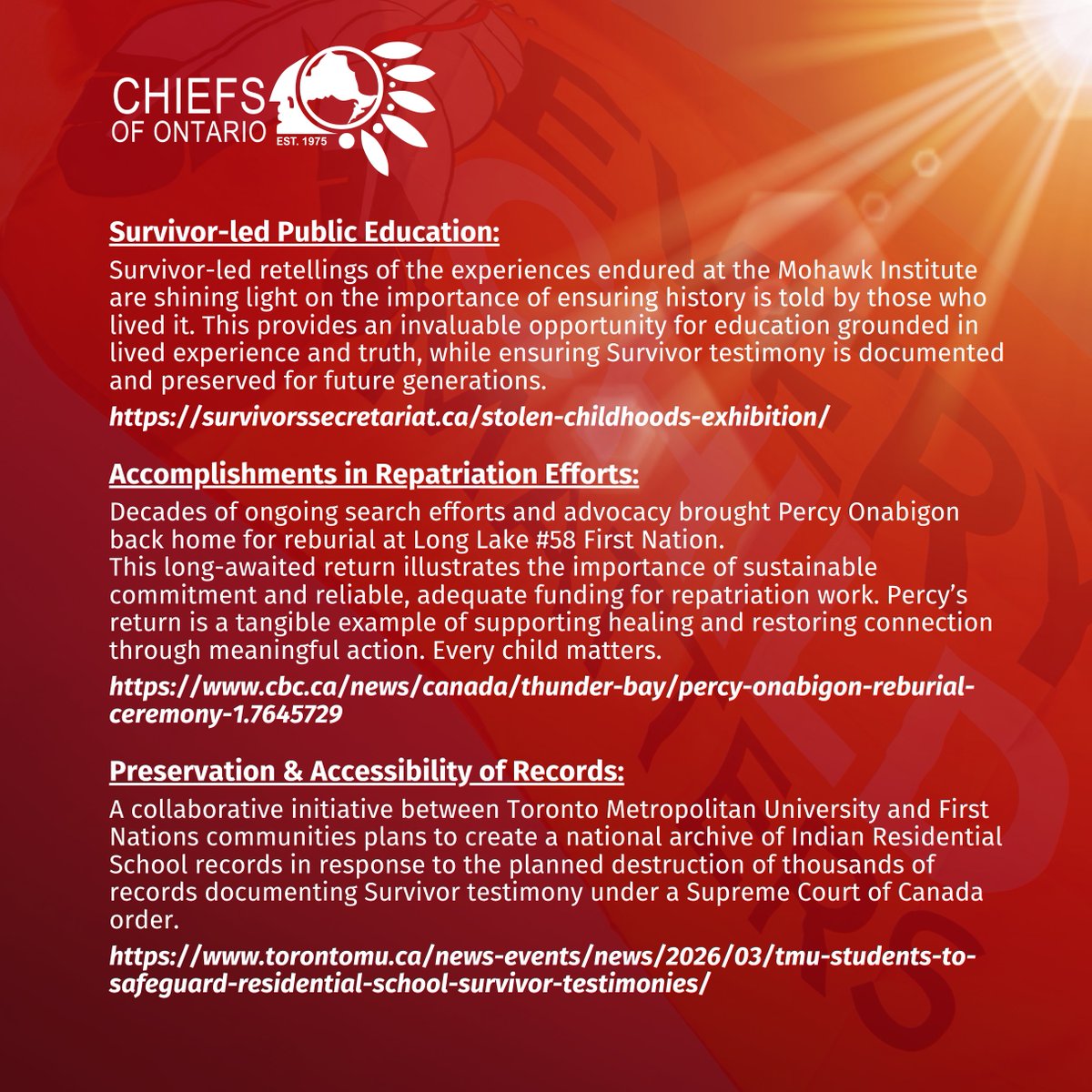 ChiefsofOntario's tweet photo. On September 30, Chiefs of Ontario will mark the National Day for Truth and Reconciliation and Orange Shirt Day alongside communities across Canada.

This is a time to honour Indian Residential School Survivors, the children who never returned home, their families, and all those https://t.co/G8m08I1ypf