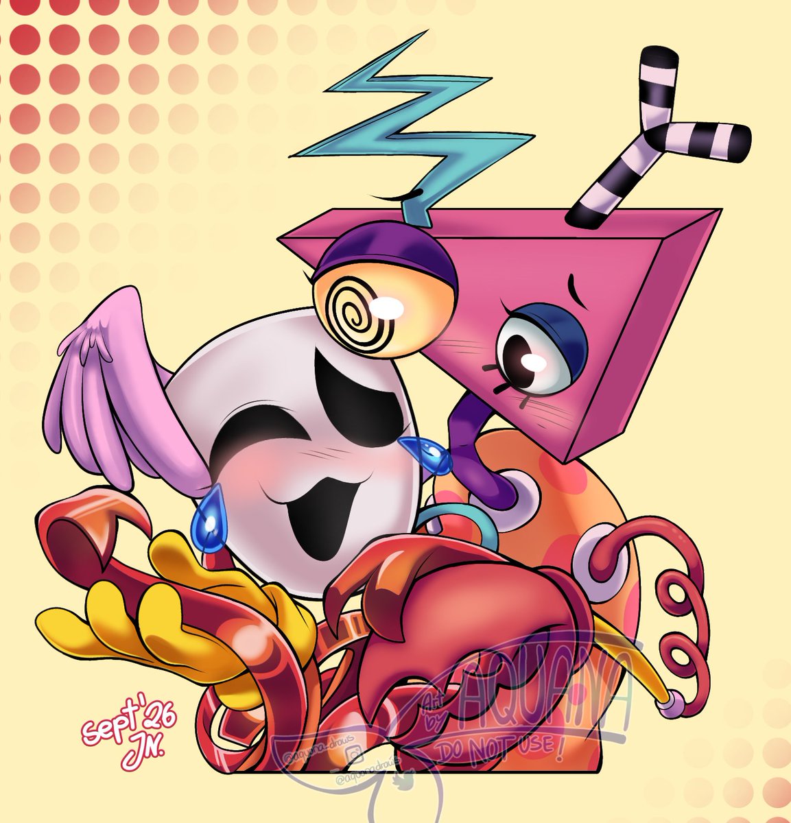 AquanaDraws's tweet photo. I would love to do more ship art in this style for keychains/stickers or just the pure art itself. Any specific ship you want to see from me? I've done funnybunny, jesterdoll and abstragedy so far (my 3 favorites <3) https://t.co/40vfRTx3Z5