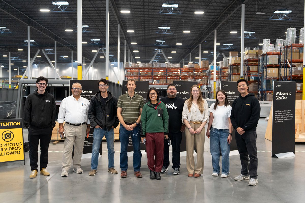 GridForward's tweet photo. Thank you, @torusrev, for hosting three incredible tours of GigaOne, giving #GridFWD 2026 attendees a firsthand look at your full-stack energy storage system.

We hope everyone enjoyed the tours. Here’s to more great conversations and fun at #GridFWD 2026! https://t.co/3nYL99Ok1w