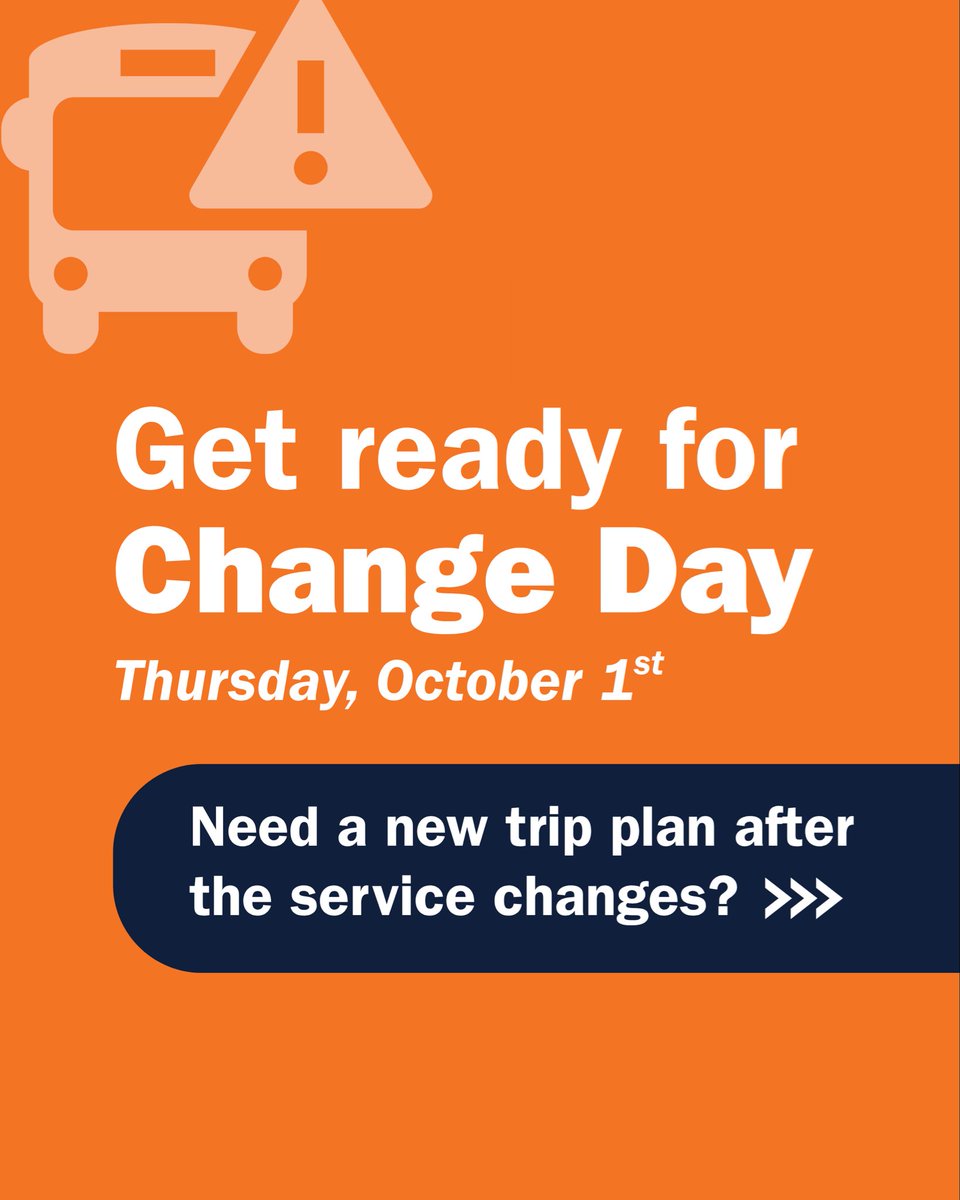 rideVRT's tweet photo. Thursday, October 1st, is Change Day 🚌

With service changes approaching, riders may need to use a different route, make a transfer, or adjust their trip.

Route 30 riders:
- Route 45 will serve all current Route 30 stops eastbound and all but Hickory &amp; Pine westbound. https://t.co/JToXnmw8wR