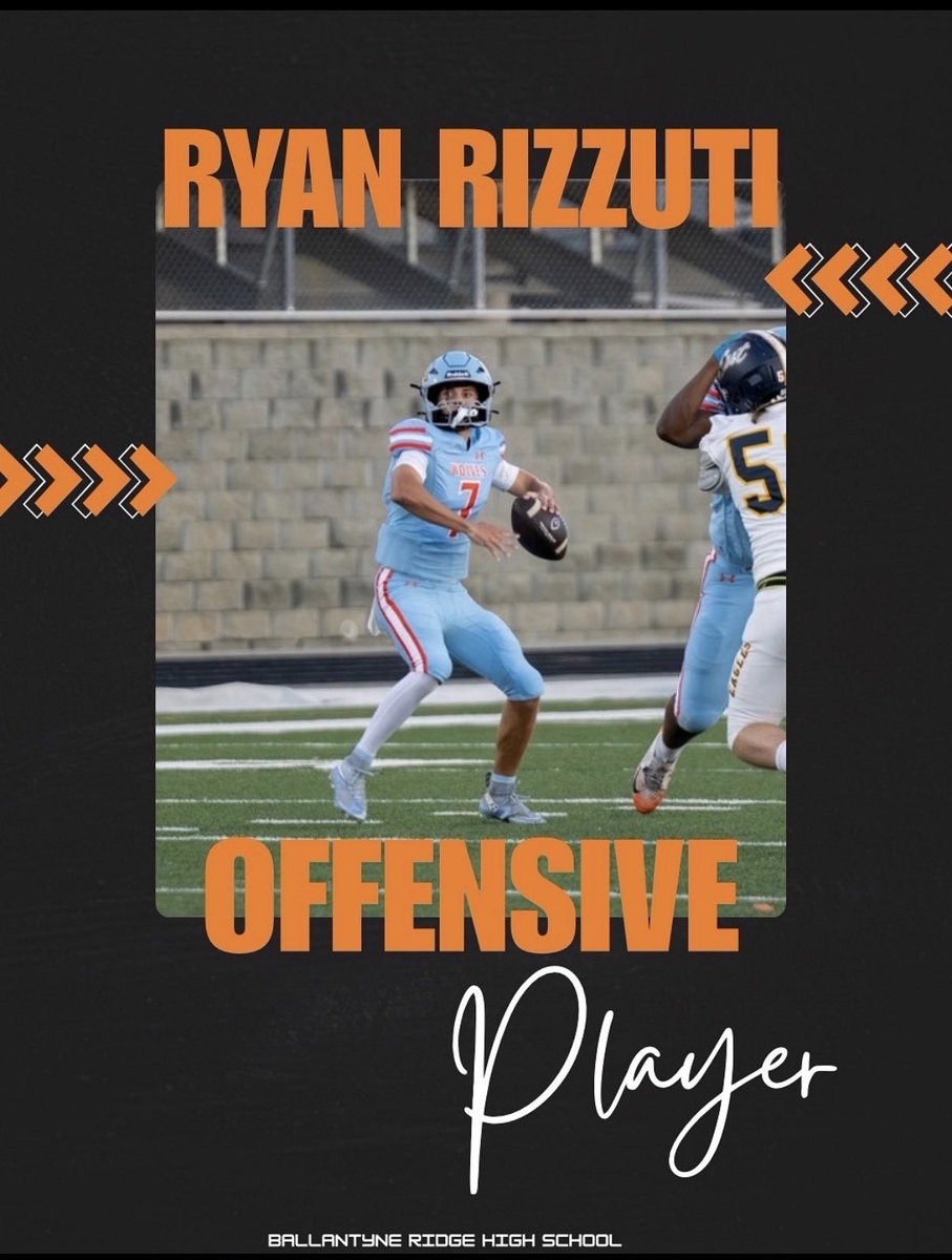 RRizzuti10's tweet photo. Blessed to be named Offensive Player of the week after our Homecoming win! https://t.co/TjWVZ1MHrD
