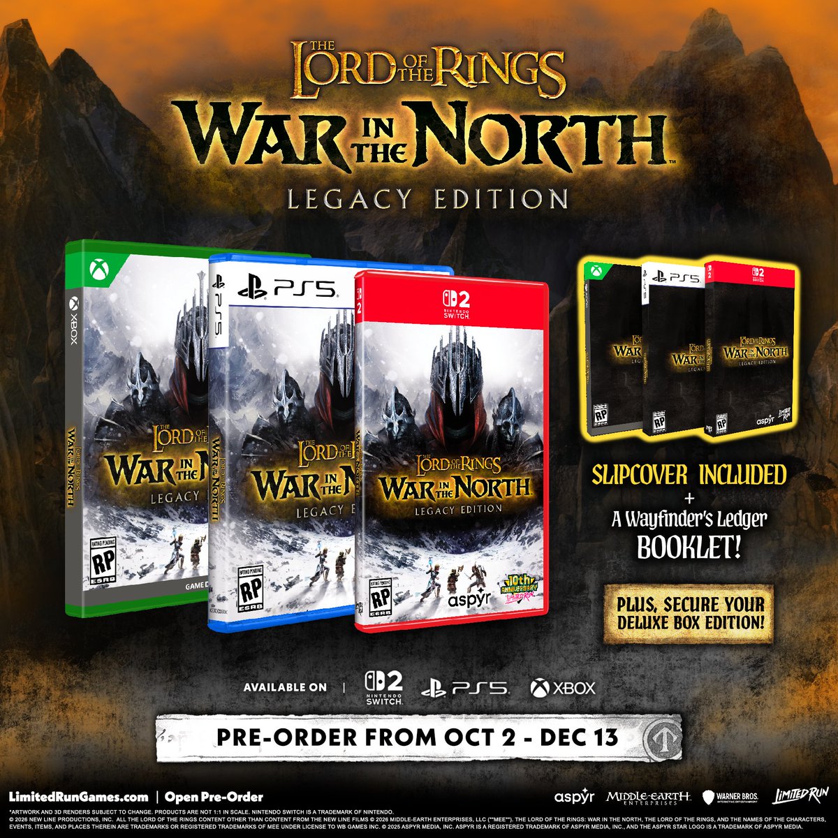 LimitedRunGames's tweet photo. Something stirs in the North…
A forgotten journey through Middle-earth is returning.
⚔️ The Lord of the Rings: War in the North
10.2.26 at 12pm ET https://t.co/jRMdP9jCgk