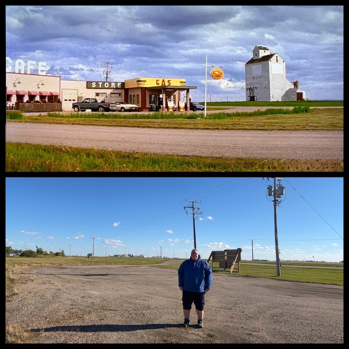 DanReynish's tweet photo. This empty lot and sign are all that remain from the location of one of Canada's greatest ever television comedies!! From 2003 until 2008, #CornerGas filmed 107 live-action episodes right here on the edge of the town of Rouleau, Saskatchewan!! #NotALotGoingOn #TravellingWithDan https://t.co/CaFITqzecy