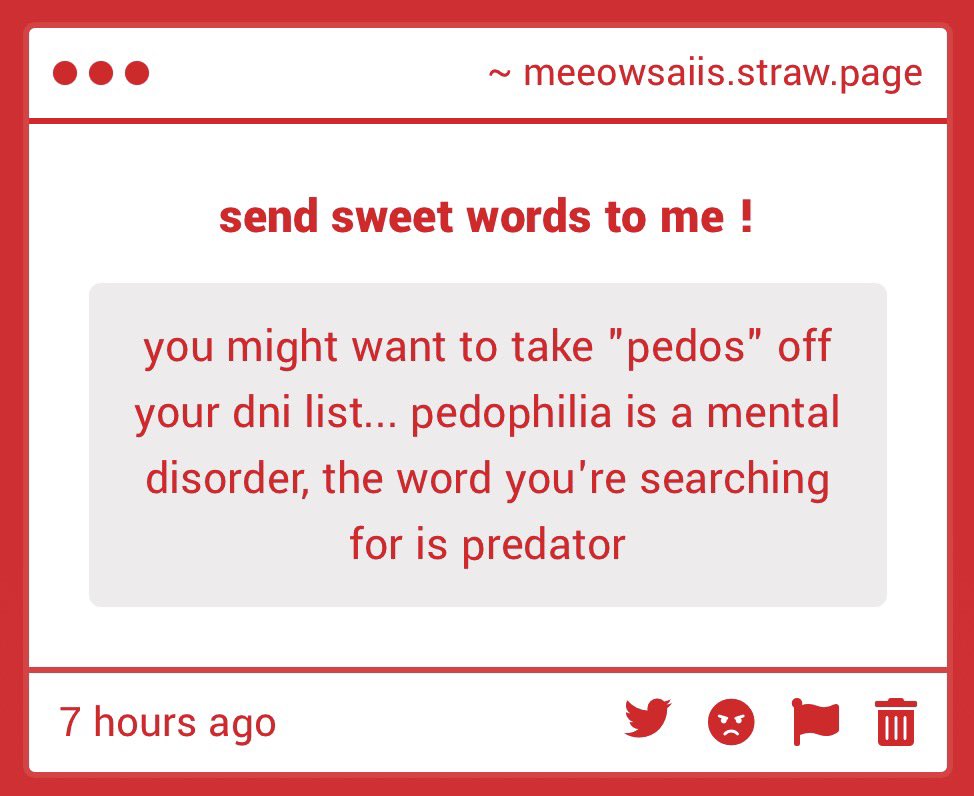 meeowsaii's tweet photo. well no i dont think pedophiles should be interacting with children at all https://t.co/mB0dkiMSRr