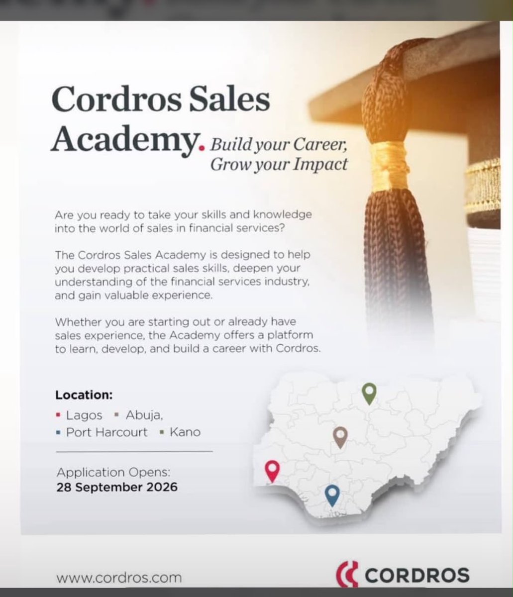 _apex_divine's tweet photo. CORDROS SALES GRADUATE TRAINEE PROGRAM ‼️

Top Investment bank🫶🏾

https://t.co/fJaQu7arzN https://t.co/Ph8E9kLRFr