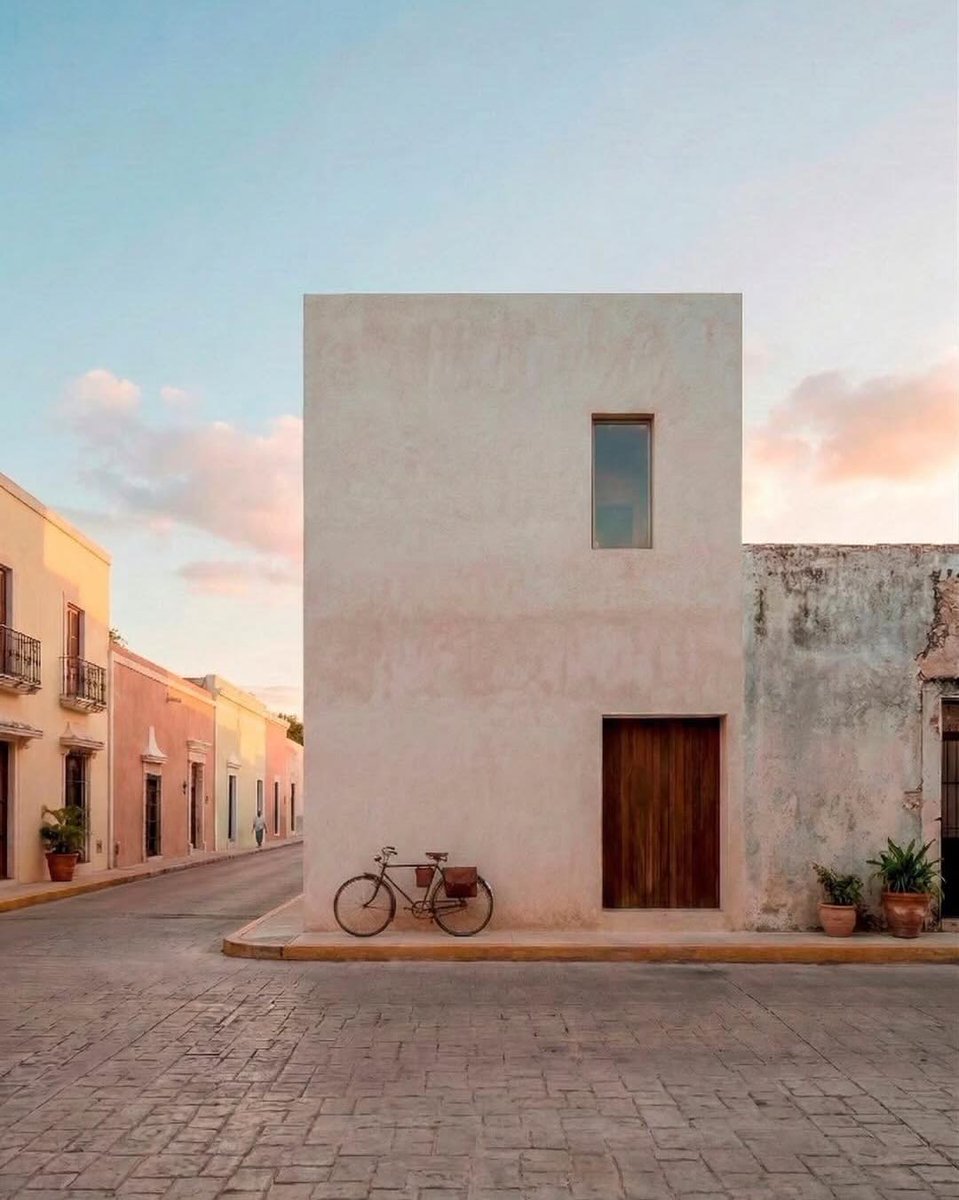aurearch's tweet photo. A calm street defined by simple forms and soft tones https://t.co/sNaLeIMv75