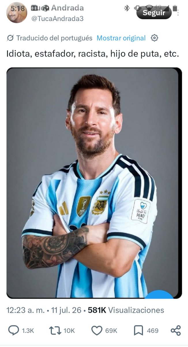 soloparajoder56's tweet photo. No me canso decirlo argentina es país de trolos y cagónes 

Tuve que aguantarme todo el mundial de Brasileños deshumanizado a argentina y Messi 

Cuentas con millones de seguidores y brasileños que estudian gratis en argentina https://t.co/Bcred4todG