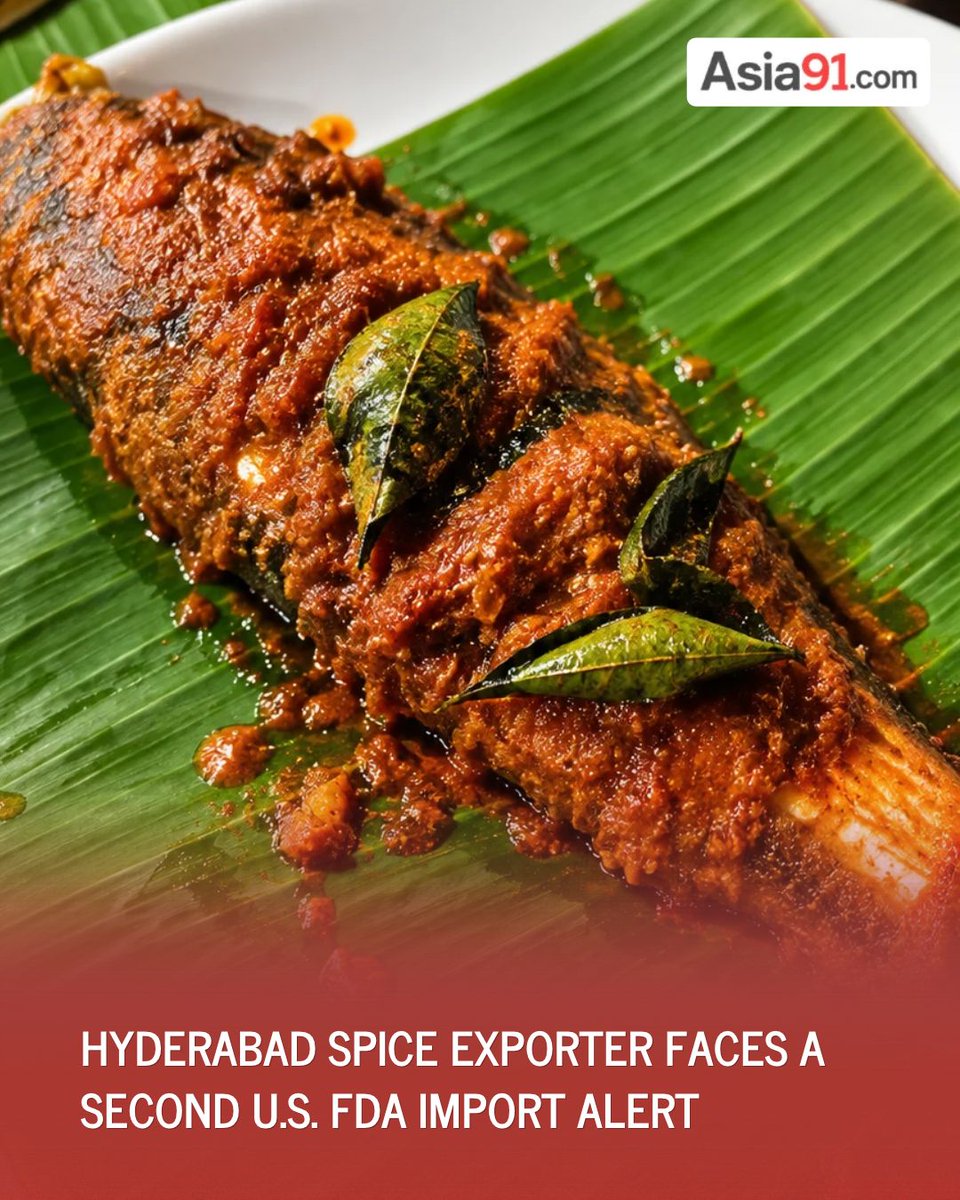 asia91_dot_com's tweet photo. The latest alert involves concerns over Salmonella.

A Hyderabad-based food exporter has been placed under a U.S. FDA import alert for the second time in about 15 months, with the latest action linked to Salmonella concerns.

#FDA #Hyderabad #FoodSafety #IndianExports #USNews https://t.co/fz1TqVypSj