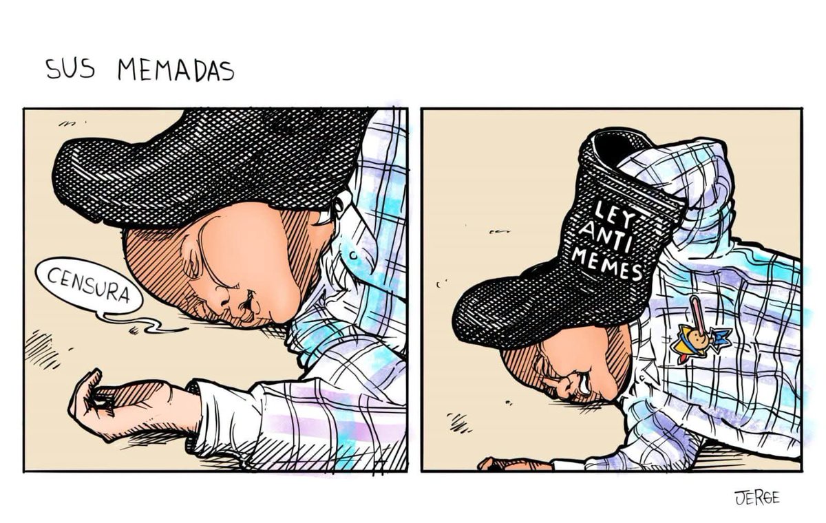 monerorape's tweet photo. Abran paso al mejor cartón que retrata a la derecha con la jalada de su "ley antimemes". 

Genio el maestro @monerojerge https://t.co/llX1bwzZVx