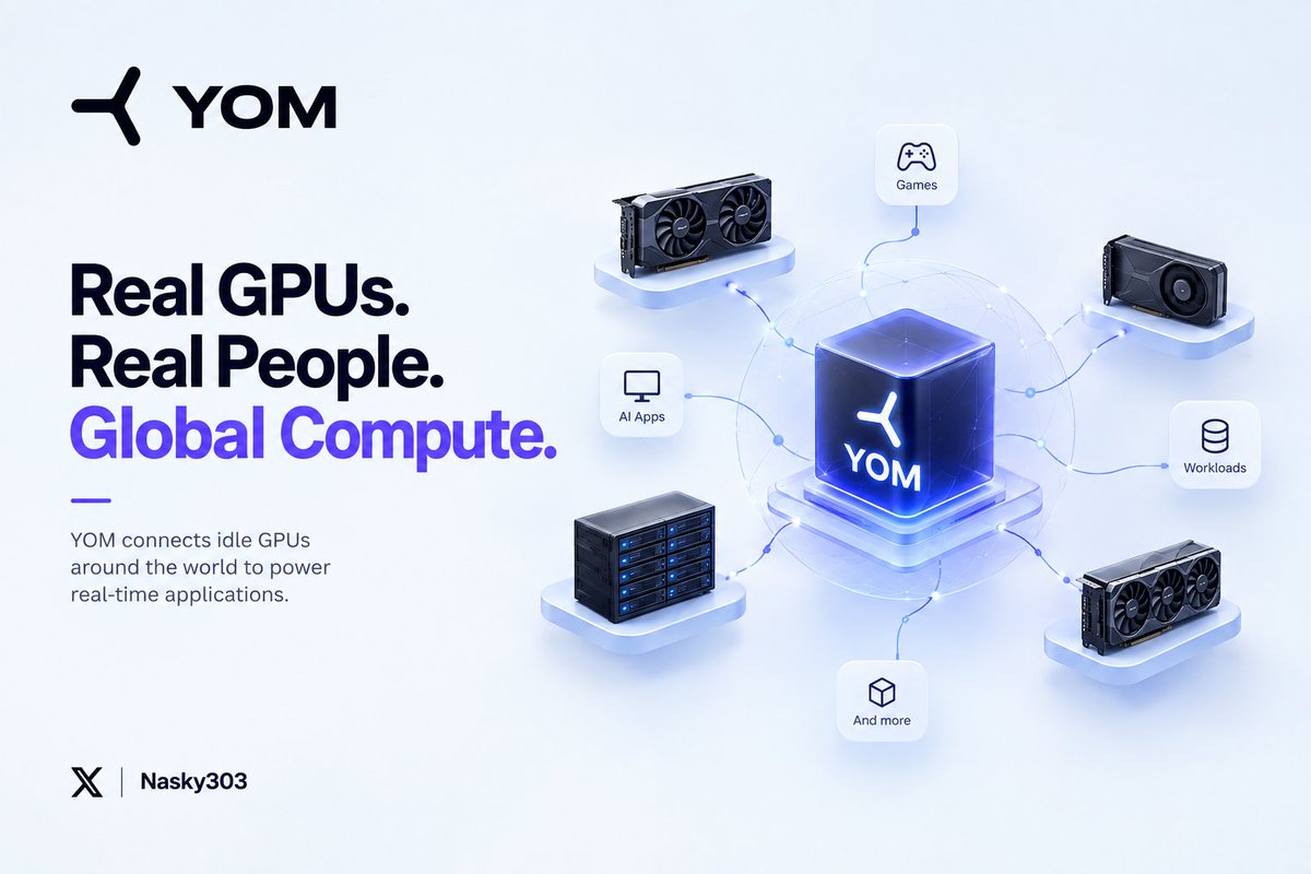 Nasky303's tweet photo. one thing i find interesting about @YOM_Official is that the idea didn’t start with a token.

back in 2020, CEO jorrit velzboer ran into the high cost of centralized GPU infrastructure while working on interactive streaming.

that led to a simple idea:

what if idle GPUs around the world could become part of the infrastructure?

that idea became yom, a decentralized GPU network for real-time workloads.

$YOM is available on MEXC btw.