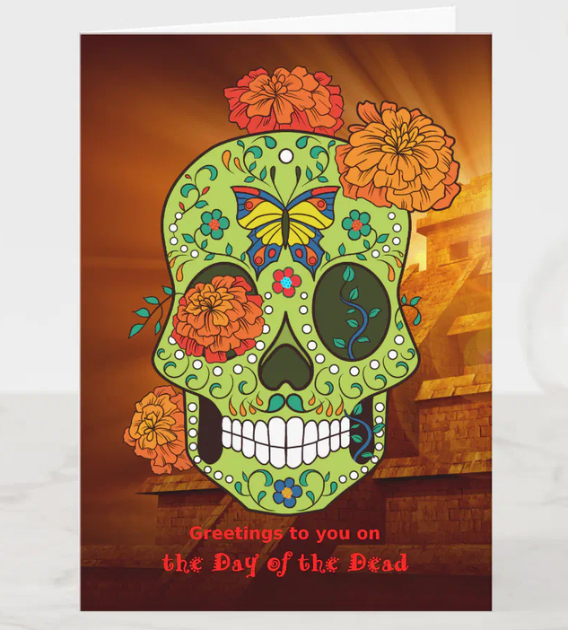 Evie_Hourglass's tweet photo. 30% Off - #DayoftheDead Sugar Skull &amp; #Flowers with Pyramid Card https://t.co/Zp68UqRzxa via @zazzle #Zazzle #zazzlemade #sugarskull #marigolds #pyramid #butterfly #skull #greetingcard #cardshop #greetingcards #cards #cardsforsale #spooky #design #designer #ArtistonX #OnSale https://t.co/EP7TrHAIem