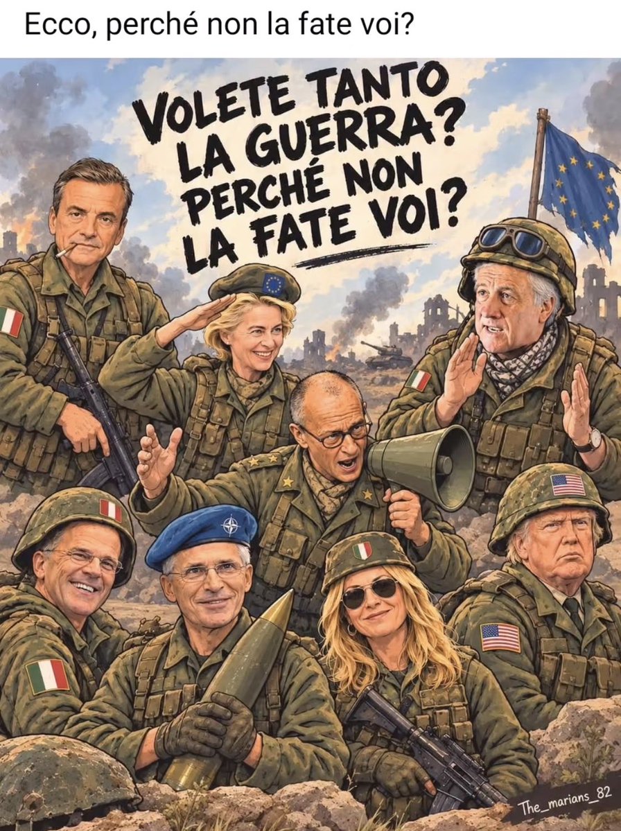FabioZfz9's tweet photo. Il Popolo Sovrano dovrebbe nel caso di guerra, inviare direttamente al fronte i propri politicanti che lo rappresentano e che per tale motivo vengono pagati profumatamente!!😎 https://t.co/n2m3hdxYYB