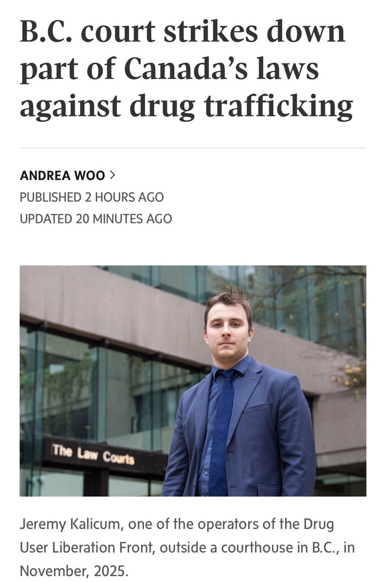 ToddDohertyMP's tweet photo. 🚨BREAKING🚨

BC Supreme Court Justice Catherine Murray has ruled that banning the possession of drugs for trafficking purposes is unconstitutional.

This is beyond absurd. These people purchased illegal drugs for the purposes of selling them. Now they’re free to keep doing it. What a joke.

This bleeding heart nonsense is killing people and far-left judges like Justice Murray are part of the problem. 

Conservatives will ensure drug traffickers go to prison where they belong.