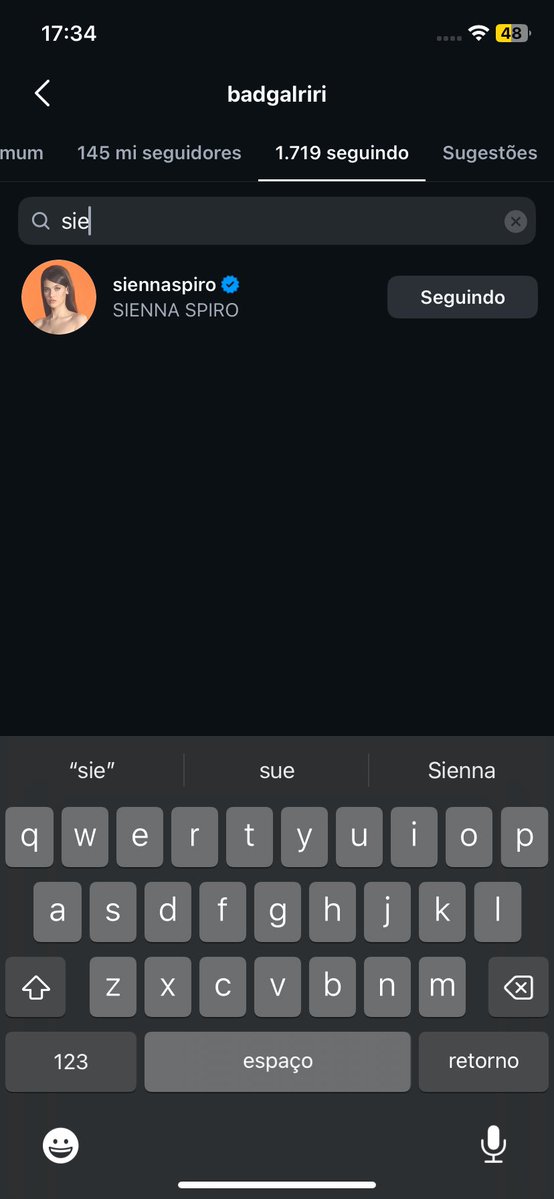 siennaspirobr's tweet photo. SURTANDO! Rihanna seguiu Sienna Spiro no Instagram https://t.co/j1zZqOKQaA