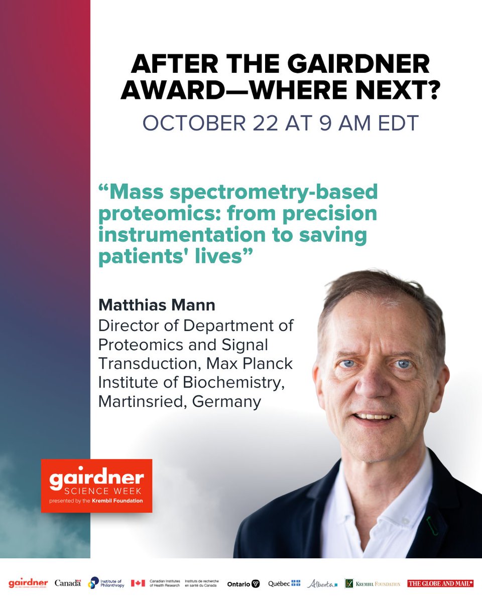GairdnerAwards's tweet photo. We're pleased to announce the titles for each of the presentations at "After the Gairdner Award—Where Next?", taking place on October 22 as part of #GairdnerScienceWeek

📆 Thursday, October 22
⏱️ 9:00 AM ET
📍 Toronto &amp; Online
🎟️ Free

🔗 Register: https://t.co/0gU5jHhOio

(1/2) https://t.co/IKOVoDoSFD