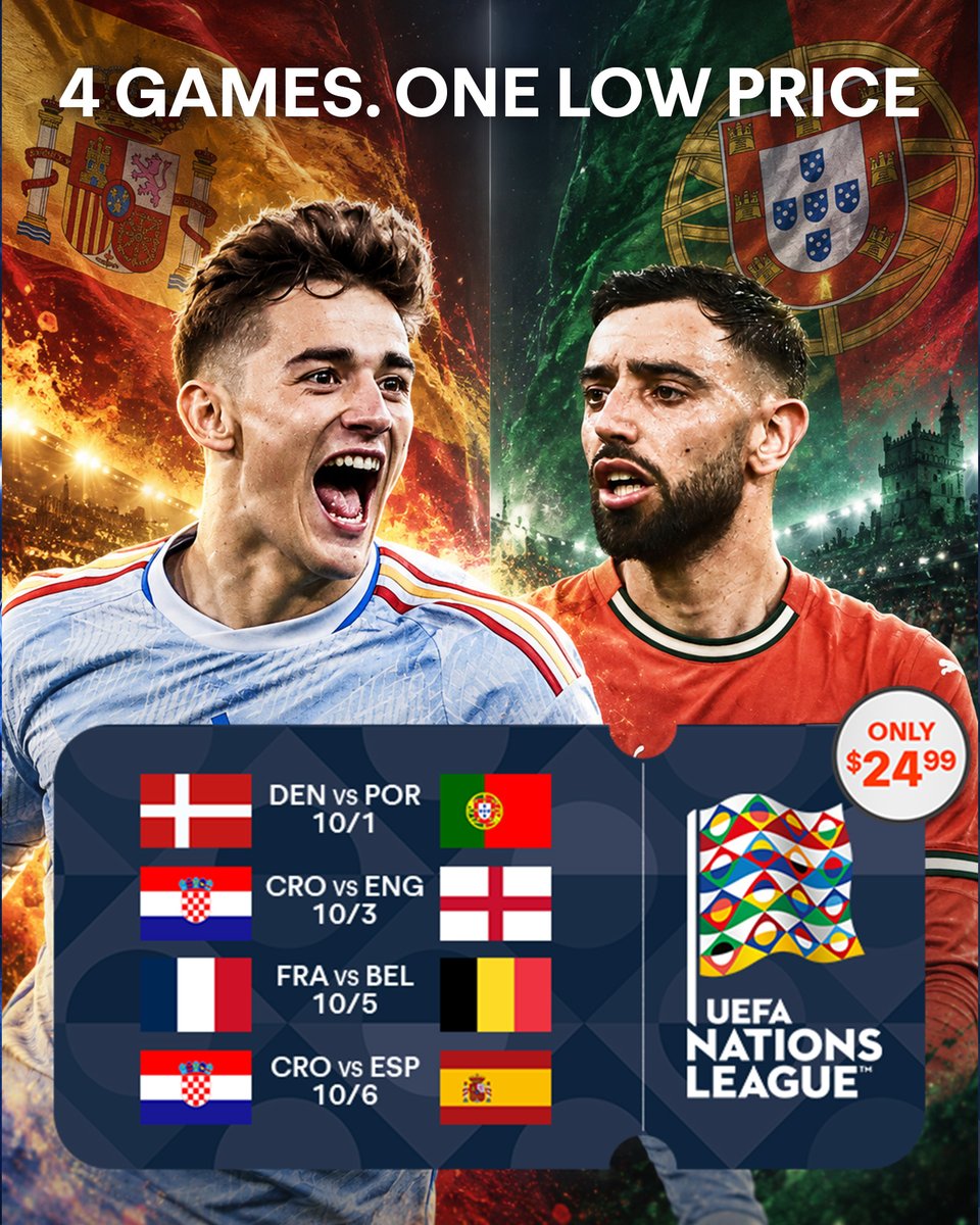 fuboTV's tweet photo. Why pick one game when you can get four? 👀 Catch the full slate for just $24.99. https://t.co/K9COxlZIlb