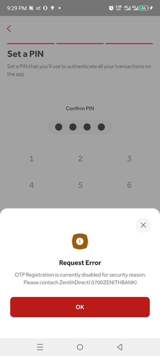 ZinolinyG's tweet photo. @ZenithBank @ZenithBank , I am trying to setup my Zenith Mobile Banking App, but it's saying OTP error. 
Please I need your help ASAP
We are in 2026 and shouldn't be going to the bank for every complaint https://t.co/yX7dHRtmMl